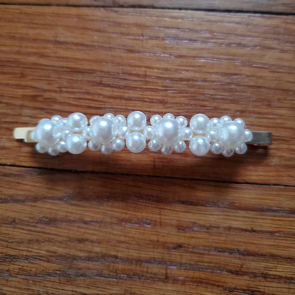 5/$15 XLarge Faux Pearl Hair Clip Barette Trendy